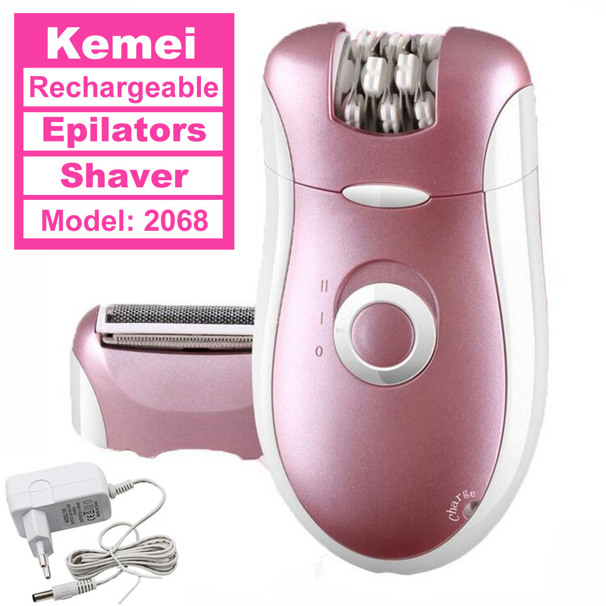 Imported Kemei KM-2068 Women Professional Rechargeable Epilator and Shaver