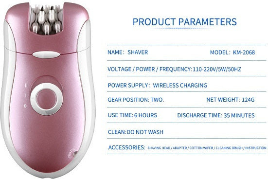 Imported Kemei KM-2068 Women Professional Rechargeable Epilator and Shaver